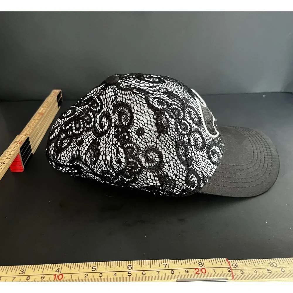 DC Comics Batman Womens Lace Baseball Hat Cap Black White Curved Bill Adjustable